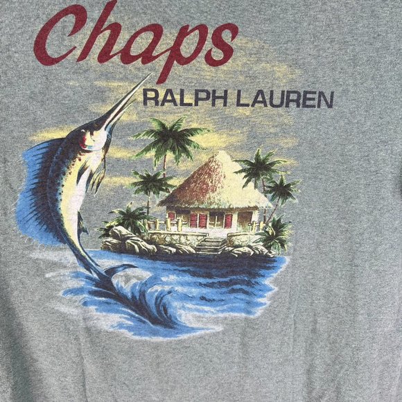 Vintage Chaps Ralph Lauren T Shirt Mens Size L Green Swordfish Graphic Tee - Picture 2 of 6